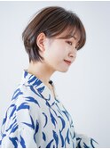切りっぱなしショート・ボブ/絶壁解消/前髪なし/20代/30代/丸顔