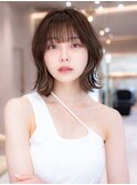 チョコグレージュ/20代30代大人かわいい/ミディアムレイヤー