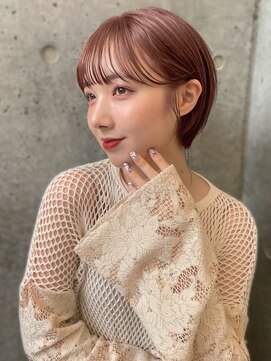 サロウィン 熊本上通り店(SALOWIN) 熊本 丸みショート ピンクベージュ ショートアレンジ Arisa.