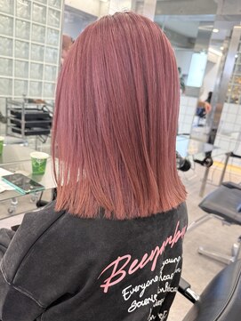 サンクマーケット 渋谷(cinq MARKET) 渋谷ブリーチカラータッセルボブコーラルピンクカラー韓国ヘア