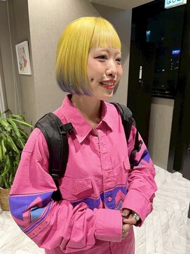 ノル 栄矢場町(nol) yellow × purple デザカラ オン眉ボブ
