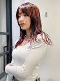 ピンクブラウン ロング 20代 30代 ブリーチなしダブルカラー