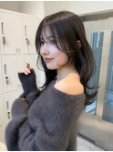 12011黒髪グレーアッシュ韓国風巻き姫カットレイヤーワンカール