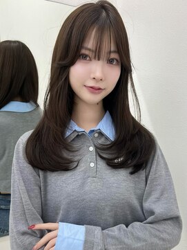 アイトーキョーエス 渋谷(AI TOKYO S) オリーブグレージュ顔まわりレイヤー透明感ハッシュカット前髪