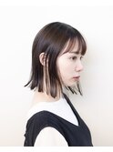 切りっぱなしボブ/シースルーバング/アッシュブラウン/豊橋/田原