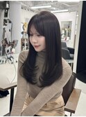 韓国ヘア/レイヤー/顔周りカット/ブリーチなし/ココアグレージュ