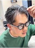 50代40代白髪ぼかしシルバーメッシュバレイヤージュ