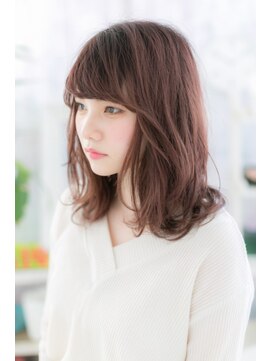 ミック ヘアアンドビューティー 大山店(miq  Hair&Beauty) 斜めバングで大人っぽく♪ゆるふわミディ