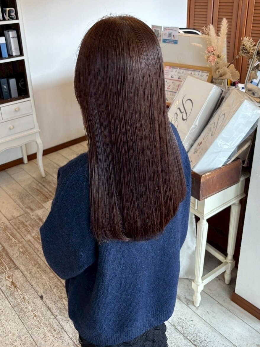 ロングヘアストレート/チョコレートブラウン/グレージュ/モテ髪 ロングヘアストレート/チョコレートブラウン/グレージュ/モテ髪