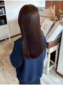 ロングヘアストレート/チョコレートブラウン/グレージュ/モテ髪