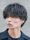 天神大名ルーズパーマメンズカットラウンドマッシュ30代