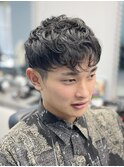 6mm刈上/メンズ/マッシュ/ツーブロック/ナチュラル/バーバー/