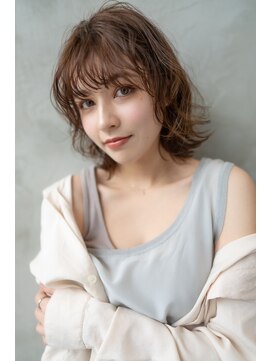 ケアリー 武蔵小杉(Carelly) 大人かわいい前髪セシルカットココアブラウンフリンジウェーブ