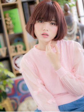 カバーヘア イヴ 戸頭店(COVER HAIR EVE) 個性的カシスカラーフルバング前下がりボブc5戸頭10代20代30代