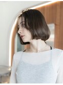 大人かわいい前髪セシルカットココアブラウンフリンジウェーブ