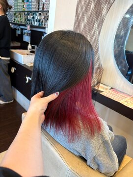 ヘアショップエヌアンドエー 久喜 栗橋店(hairshop N&A) 綺麗な発色のダブルカラー ブリーチオンカラーレッド 髪質改善