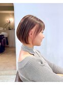 ショートボブ/インナーカラーピンク/ペールピンク/ひし形ボブ