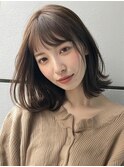 黒髪/グレーベージュ/レイヤーロング/前髪パーマ[新宿駅]