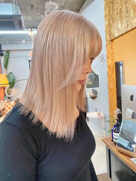 チャプター 問屋町(chapter) 髪質改善顔まわりレイヤーカットミルクティベージュケアブリーチ