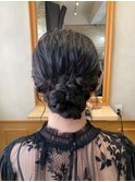 結婚式/二次会/パーティー/お呼ばれ/低めお団子/ウェーブ巻き
