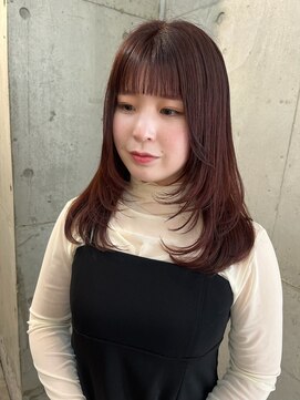 ラニヘアサロン(lani hair salon) ブリーチなしレッドブラウンカラー/ロングレイヤー