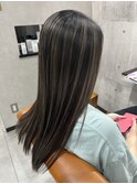 コントラストハイライトセミロングミディアムヘア30代#Y5QW