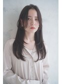 韓国風レイヤーロングマロンベージュセンター分けワンカール