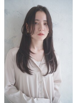 ニューヨークニューヨーク 阪急高槻店(NYNY) 韓国風レイヤーロングマロンベージュセンター分けワンカール