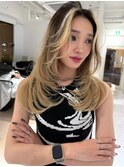 ハイライトカラーミルクティーベージュケアブリーチダブルカラー