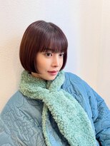 グリーンミドル(GREEN middle)&nbsp;ミニボブ/切りっぱなしボブ/ワイドバング/ピンクブラウンカラー