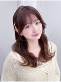 ロング暗めカラー韓国ヘア顔周りレイヤー_F41123