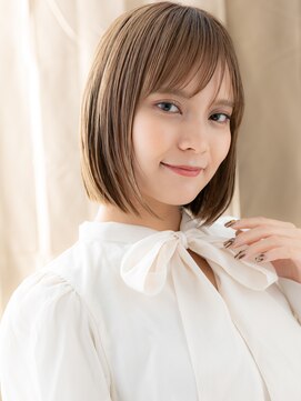カバーヘア ブリス 戸田公園西口店(COVER HAIR bliss) 地毛ハイライトブリーチなし切りっぱなし前下がりボブ20代30代X