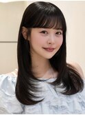 ロングレイヤーカットぱっつん前髪顔周りカットRI-107