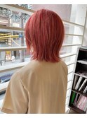 パステルカラー × 切りっぱなしボブ