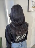 シアーグレージュ/グレージュカラー透明感ツヤ髪スタイル暗髪