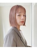 #小顔#外ハネボブ#チェリーブラウン#デジタルパーマ#ミニウルフ