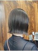 ボブ 外ハネボブ くびれヘア 夏 縮毛矯正 ハイライトカラー