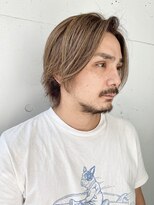 フッズ(HOODS)&nbsp;ブリーチなしカラーミルクティーベージュ　メンズセンターパート