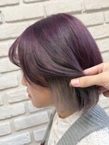 ビランチェ 池袋(bilancia)&nbsp;インナーカラーシルバーラベンダーカラーイヤリングカラーボブ