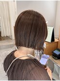 ホワイトグレージュミニウルフデジタルパーマチェリーブラウン