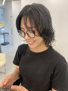 ブラウン(Brown) 大人のウルフパーマ