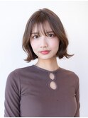 20代30代大人かわいい/シルキーベージュ/ストレートボブ/前髪