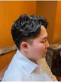 銀座 理容室 メンズパーマ アップバング
