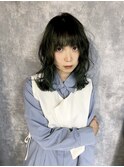ダークグリーン　20代30代 ウルフカット　レイヤー　インナー