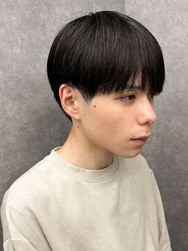 エルマーク 梅田(L-MARK) 黒髪マッシュナチュラルマッシュメンズヘア韓国ツーブロック