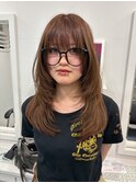 10代20代/ブラウンカラー／レイヤー/ブリーチなしダブルカラー