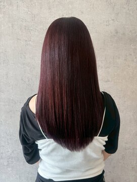 ポリマン 西新井(poliment) 綺麗に落ちるロングストレート ピンクブラウン/レッド