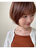 顔周りカット×ショートボブ×天使の艶カラー5ミルクブラウン