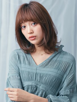 エムスラッシュ 本牧(M.SLASH) M.SLASH本牧/斜めバング/レッドブラウン/ワンカールロブ