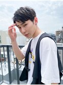 メンズ韓国風_簡単スタイリング_マッシュかきあげバングショート